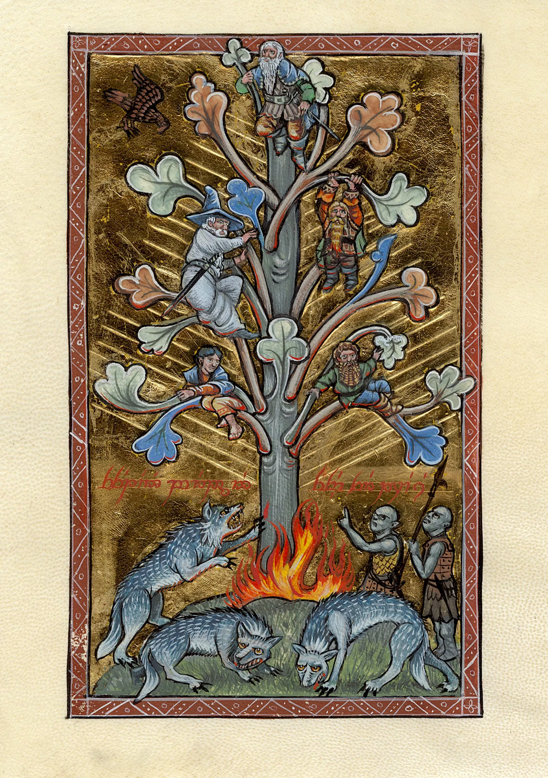 Fifteen birds in five firtrees
