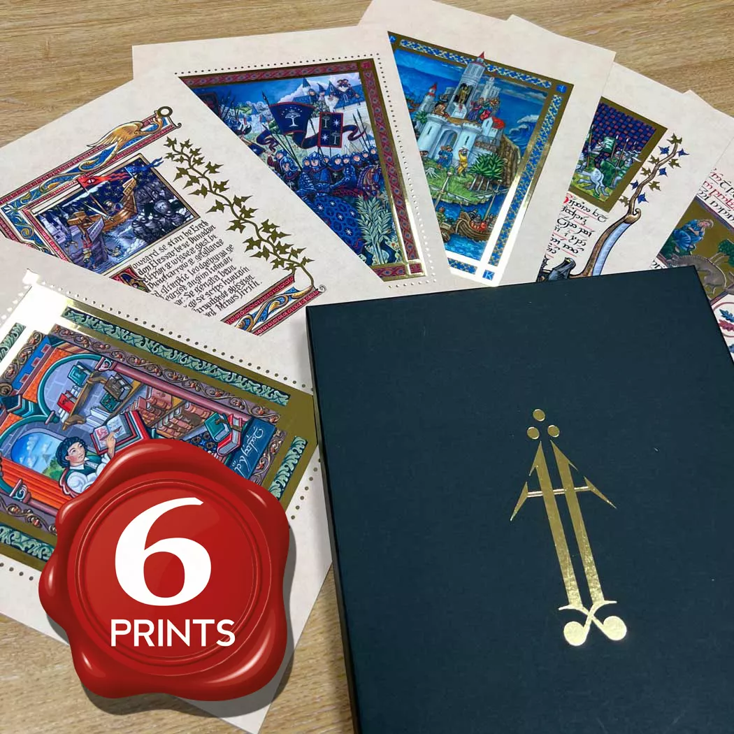 Tolkien Manuscripts Gold foil Series (6 prints)