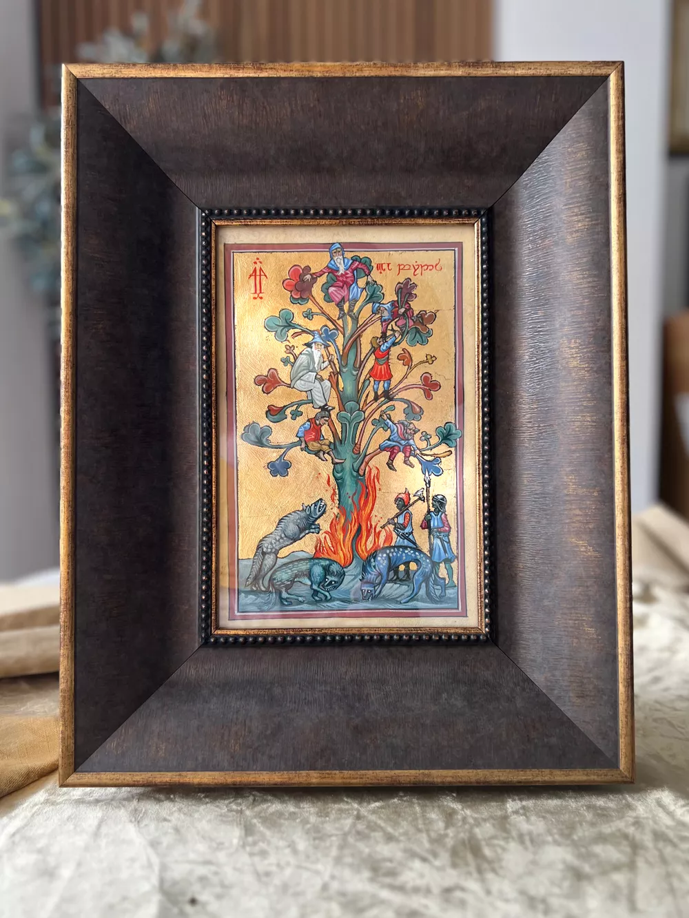 Fifteen birds in five firtrees – repainting